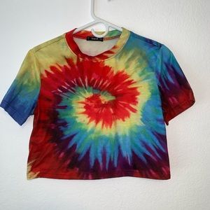 SHEIN CROPPED BABY TEE TIE DYE SHORT SLEEVE SMALL